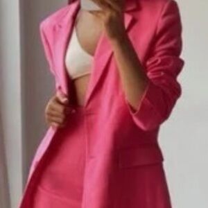 NWI ZARA STRAIGHT CUT BLAZER WITH MATCHING SKIRT Pink